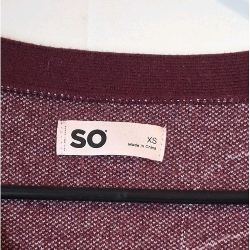 SO Maroon Printed Cropped Cardigan Junior Size XS - Picture 2 of 6